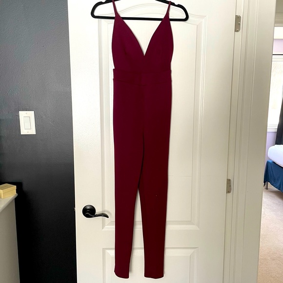 ReVamped Burgundy/Wine Straight Leg Jumpsuit - Picture 1 of 5